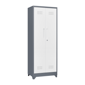 Metal Storage Cabinets, Cleaning Tool Cabinet with Locking Door, Tall Broom Tool Organizer and Storage, Large Storage Cabinet for Kitchen, Pantry