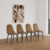 Dining Chairs Set of 4, Modern Accent Chairs with Soft glove suede Fabric Upholstered Seat