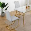 Modern Dining Chairs with Faux Leather Padded Seat Dining Living Room Chairs Upholstered Chair with gold Metal Legs Design for Kitchen, Living