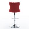 Swivel Velvet Barstools Adjusatble Seat Height from 25-33 Inch, Chrome base Bar Stools with Backs Comfortable Tufted for Home Pub and Kitchen Island
