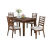 Contemporary Style 5pc Dining Set Table w 4 Drawers 4x Side Chairs Ladder Back Walnut Finish Kitchen Dining Room