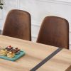 A set of 4 modern medieval style restaurant cushioned side chairs, equipped with soft cushions and black metal legs, suitable for kitchens, lounges