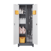 Metal Storage Cabinets, Cleaning Tool Cabinet with Locking Door, Tall Broom Tool Organizer and Storage, Large Storage Cabinet for Kitchen, Pantry