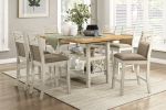 Counter Height Chairs Set of 2, Gray Finish Casual Country Style Fabric Upholstered Seat and Back Wooden Kitchen Furniture Dining Chairs