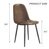 A set of 4 modern medieval style restaurant cushioned side chairs, equipped with soft cushions and black metal legs, suitable for kitchens, lounges