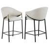Beige and Glossy Black Sloped Arm Counter Height Stools (Set of 2)