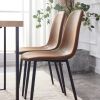 A set of 4 modern medieval style restaurant cushioned side chairs, equipped with soft cushions and black metal legs, suitable for kitchens, lounges