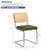 Dining Chairs Set of 2, Velvet Rattan Side Accent Chairs with Chrome Legs, Modern Mid Century Breuer Designed Chairs