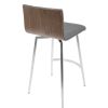 Mason Contemporary Swivel Counter Stool in Stainless Steel, Walnut Wood, and Grey Faux Leather by LumiSource - Set of 2