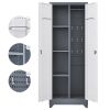 Metal Storage Cabinets, Cleaning Tool Cabinet with Locking Door, Tall Broom Tool Organizer and Storage, Large Storage Cabinet for Kitchen, Pantry