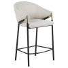 Beige and Glossy Black Sloped Arm Counter Height Stools (Set of 2)