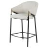Beige and Glossy Black Sloped Arm Counter Height Stools (Set of 2)