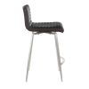 Mason Contemporary Swivel Counter Stool in Stainless Steel, Walnut Wood, and Black Faux Leather by LumiSource - Set of 2
