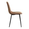 A set of 4 modern medieval style restaurant cushioned side chairs, equipped with soft cushions and black metal legs, suitable for kitchens, lounges