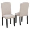 Modern Style 6-piece Dining Table with 4 Chairs & 1 Bench, Table with Marbled Veneers Tabletop and V-shaped Table Legs (White)