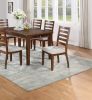 Contemporary Style 7pc Dining Set Table w 4 Drawers 6x Side Chairs Ladder Back Walnut Finish Kitchen Dining Room