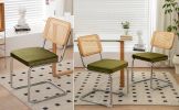 Dining Chairs Set of 2, Velvet Rattan Side Accent Chairs with Chrome Legs, Modern Mid Century Breuer Designed Chairs