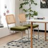 Dining Chairs Set of 2, Velvet Rattan Side Accent Chairs with Chrome Legs, Modern Mid Century Breuer Designed Chairs