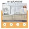 Grid armless high backrest dining chair, 4-piece set of silver metal legs white chair, office chair. Suitable for restaurants, living rooms, kitchens