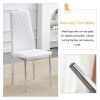 Grid armless high backrest dining chair, 4-piece set of silver metal legs white chair, office chair. Suitable for restaurants, living rooms, kitchens