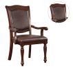 Luxurious Traditional Dining Chairs Brown Cherry Solid wood Espresso Leatherette Seat Set of 2pc Arm Chairs Turned Legs Kitchen Dining Room