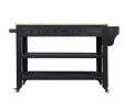57 inch Rolling Kitchen Island with Storage,Kitchen Cart with Solid OAK Wood Top,Two-sided Kitchen island Cart on Wheels , Wine and Spice Rack