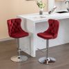Swivel Velvet Barstools Adjusatble Seat Height from 25-33 Inch, Chrome base Bar Stools with Backs Comfortable Tufted for Home Pub and Kitchen Island