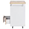 Rolling Kitchen Island with Storage, Two-sided Kitchen island Cart on Wheels with RubberWood Top,Wine and Spice Rack