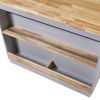 Rolling Kitchen Island with Storage, Two-sided Kitchen island Cart on Wheels with Wood Top, Wine and Spice Rack, Large Kitchen Cart with 2 Drawers