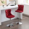 Swivel Velvet Barstools Adjusatble Seat Height from 25-33 Inch, Chrome base Bar Stools with Backs Comfortable Tufted for Home Pub and Kitchen Island