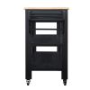 57 inch Rolling Kitchen Island with Storage,Kitchen Cart with Solid OAK Wood Top,Two-sided Kitchen island Cart on Wheels , Wine and Spice Rack