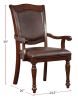 Luxurious Traditional Dining Chairs Brown Cherry Solid wood Espresso Leatherette Seat Set of 2pc Arm Chairs Turned Legs Kitchen Dining Room