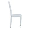 Grid armless high backrest dining chair, 4-piece set of silver metal legs white chair, office chair. Suitable for restaurants, living rooms, kitchens