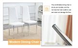 Grid armless high backrest dining chair, 4-piece set of silver metal legs white chair, office chair. Suitable for restaurants, living rooms, kitchens
