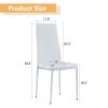 Grid armless high backrest dining chair, 4-piece set of silver metal legs white chair, office chair. Suitable for restaurants, living rooms, kitchens