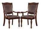 Luxurious Traditional Dining Chairs Brown Cherry Solid wood Espresso Leatherette Seat Set of 2pc Arm Chairs Turned Legs Kitchen Dining Room