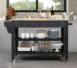 57 inch Rolling Kitchen Island with Storage,Kitchen Cart with Solid OAK Wood Top,Two-sided Kitchen island Cart on Wheels , Wine and Spice Rack