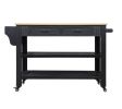 57 inch Rolling Kitchen Island with Storage,Kitchen Cart with Solid OAK Wood Top,Two-sided Kitchen island Cart on Wheels , Wine and Spice Rack