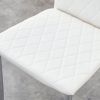 Grid armless high backrest dining chair, 4-piece set of silver metal legs white chair, office chair. Suitable for restaurants, living rooms, kitchens