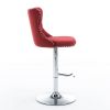 Swivel Velvet Barstools Adjusatble Seat Height from 25-33 Inch, Chrome base Bar Stools with Backs Comfortable Tufted for Home Pub and Kitchen Island