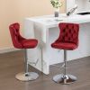 Swivel Velvet Barstools Adjusatble Seat Height from 25-33 Inch, Chrome base Bar Stools with Backs Comfortable Tufted for Home Pub and Kitchen Island