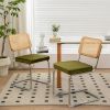 Dining Chairs Set of 2, Velvet Rattan Side Accent Chairs with Chrome Legs, Modern Mid Century Breuer Designed Chairs