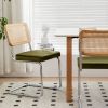 Dining Chairs Set of 2, Velvet Rattan Side Accent Chairs with Chrome Legs, Modern Mid Century Breuer Designed Chairs