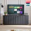 Sideboard Storage Cabinet TV Stand with wave pattern Buffet Cabinet Wooden Vertical Striped Cabinet for Kitchen/Bedroom/Entryway. Black