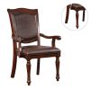 Luxurious Traditional Dining Chairs Brown Cherry Solid wood Espresso Leatherette Seat Set of 2pc Arm Chairs Turned Legs Kitchen Dining Room