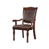 Luxurious Traditional Dining Chairs Brown Cherry Solid wood Espresso Leatherette Seat Set of 2pc Arm Chairs Turned Legs Kitchen Dining Room