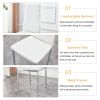 Grid armless high backrest dining chair, 4-piece set of silver metal legs white chair, office chair. Suitable for restaurants, living rooms, kitchens