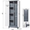 Metal Storage Cabinets, Cleaning Tool Cabinet with Locking Door, Tall Broom Tool Organizer and Storage, Large Storage Cabinet for Kitchen, Pantry