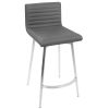 Mason Contemporary Swivel Counter Stool in Stainless Steel, Walnut Wood, and Grey Faux Leather by LumiSource - Set of 2