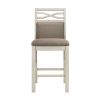 Counter Height Chairs Set of 2, Gray Finish Casual Country Style Fabric Upholstered Seat and Back Wooden Kitchen Furniture Dining Chairs